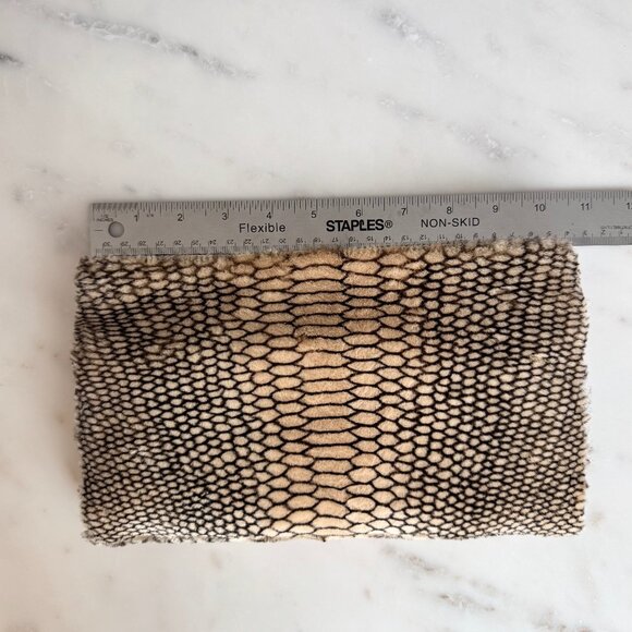 Genuine Fur & Leather Clutch – Luxe Tan Shearling with Black Snakeskin Print - Picture 2 of 11